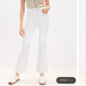 LOFT 6P 28P Petite High Rise Kick Crop Jeans White